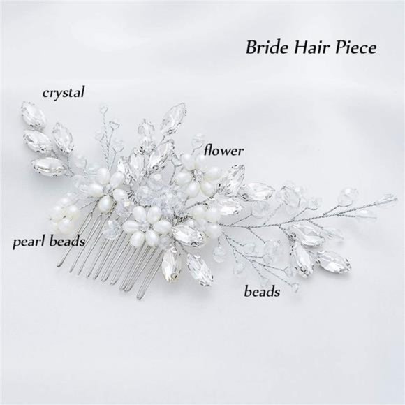 Silver Wedding Hair Comb | Bridal Accessories - Picture 2 of 7